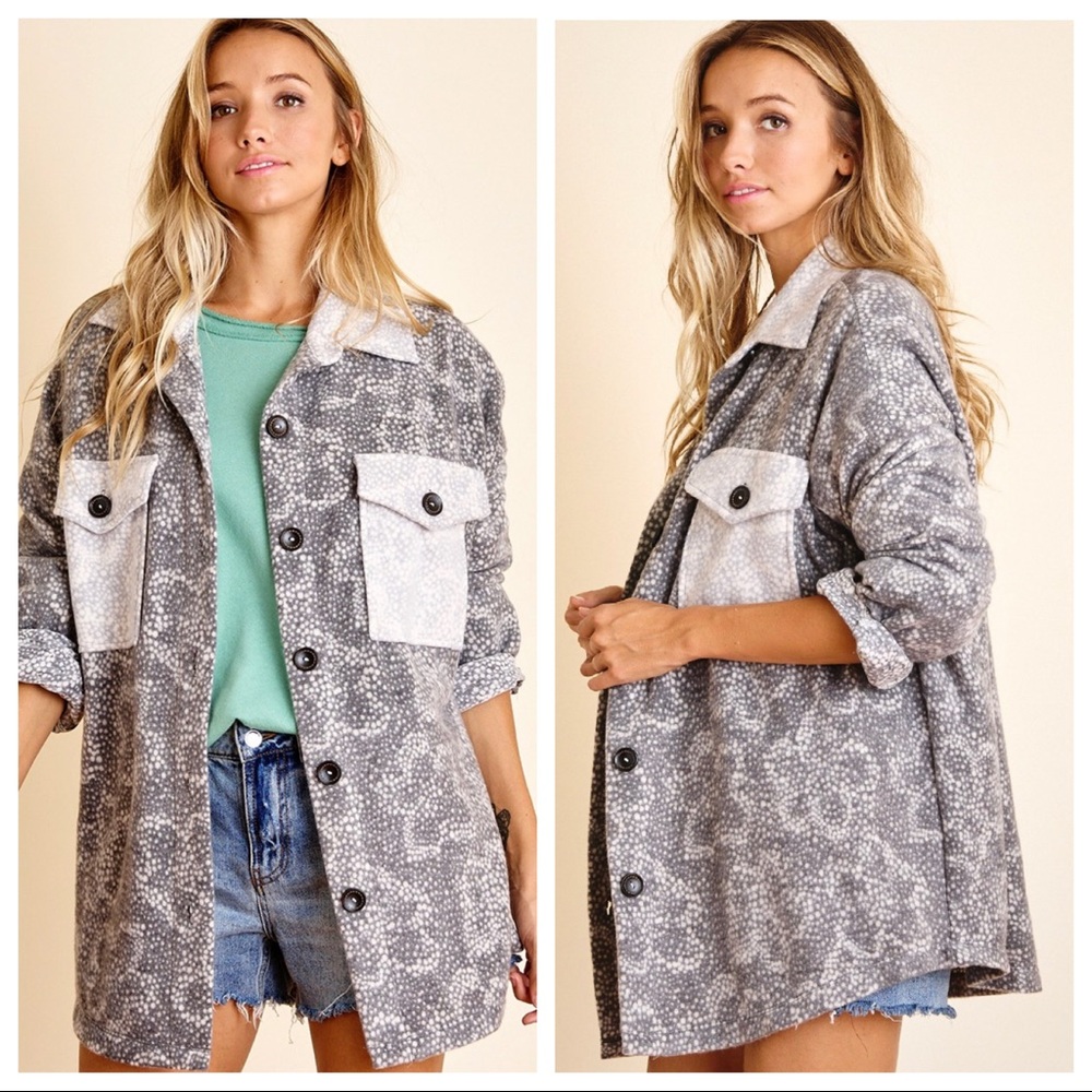 Most Fabulous Print Brushed Oversized Jacket